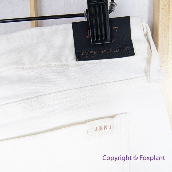 Jen7 by 7 For All Mankind Cropped Wide Leg Jeans in off white, women size 14 - Picture 13 of 16
